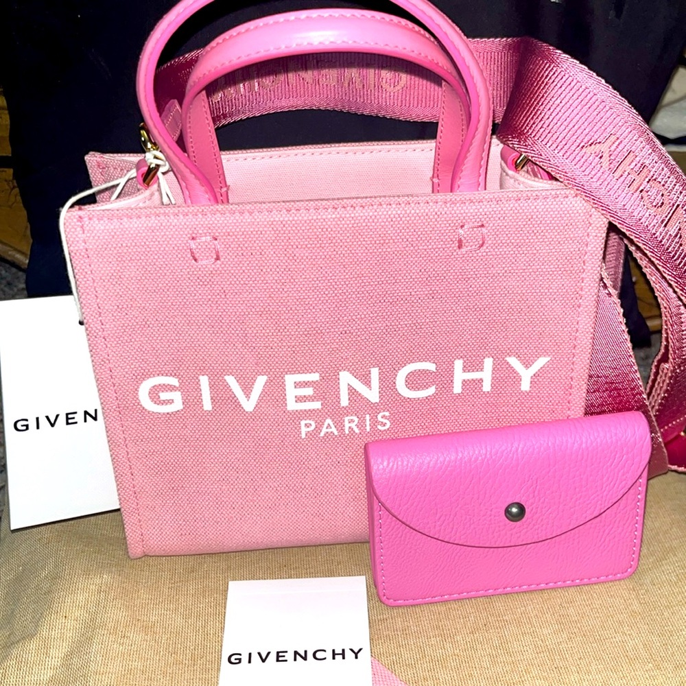 NWT Givenchy Mini G Tote Pink Logo Canvas Crossbody Shoulder Bag
